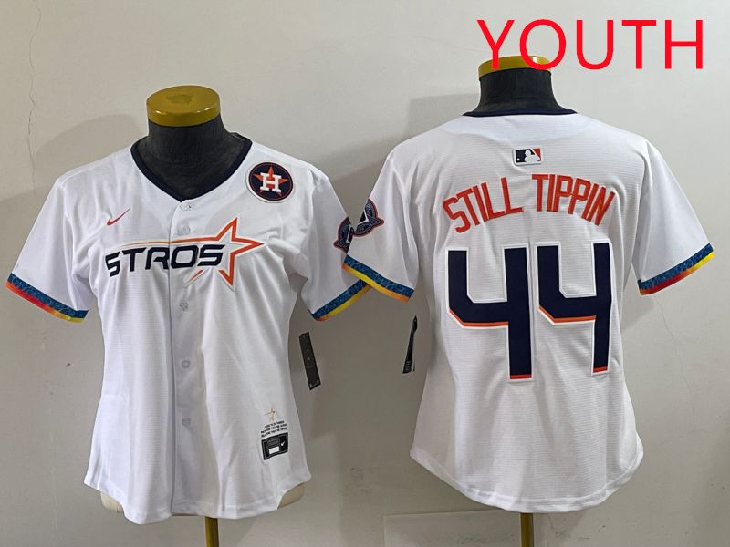 Youth Houston Astros #44 Still Tippin White Four generations Joint Name 2025 Nike MLB Jersey style 11->youth mlb jersey->Youth Jersey